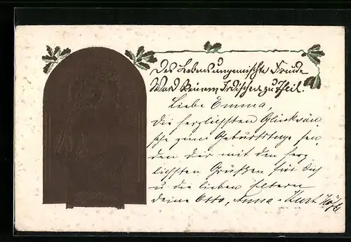 Präge-AK Schiller im Seitenprofil