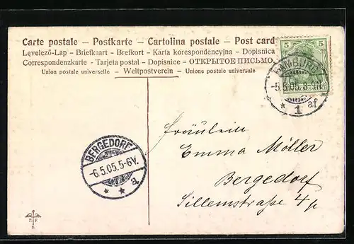 Präge-AK Schiller im Seitenprofil