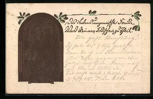 Präge-AK Büste von Schiller im Seitenprofil