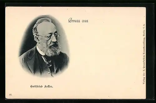 AK Gottfried Keller im Halbprofil