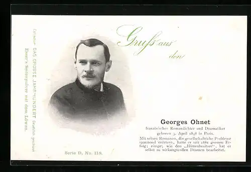 AK Georges Ohnet im Portrait, französischer Romandichter & Dramatiker