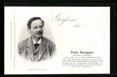 AK Steirischer Volksdichter Peter K. Rosegger im Portrait