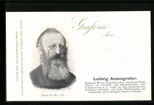 AK Ludwig Anzengruber, Wiener Dramatiker