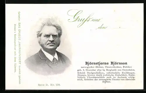 AK Björnstjerne Björnson, Norwegischer Dichter, Geb. 1832