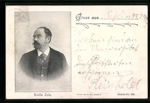 AK Emile Zola, französischer Schriftsteller