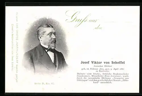 AK Josef Viktor von Scheffel, deutscher Dichter