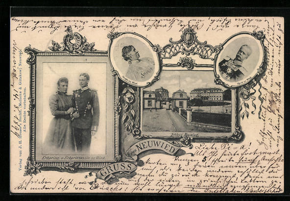 AK Neuwied, Schloss, Erbprinz und Prinzessin zu Wied, Fürst und Fürstin