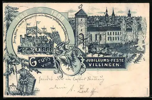 Lithographie Villingen, Jubiläums-Fest 1899, Absagebrief an die Schweizer