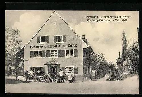 AK Freiburg-Zähringen, Gasthaus & Metzgerei zur Krone