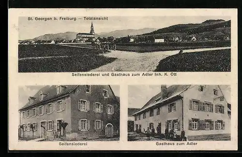 AK St. Georgen b. Freiburg, Gasthaus zum Adler, Seifensiederei