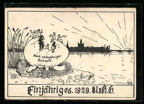 AK Konstanz a. B., Einjähriges 1929, Sonnenaufgang, Absolvia