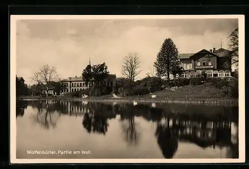 AK Wolfenbüttel, Wallpartie mit Restaurant Kaffeehaus