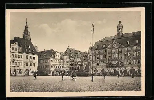 AK Coburg, Marktplatz mit Rathaus