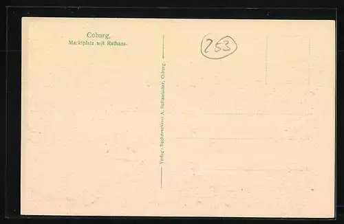 AK Coburg, Marktplatz mit Rathaus