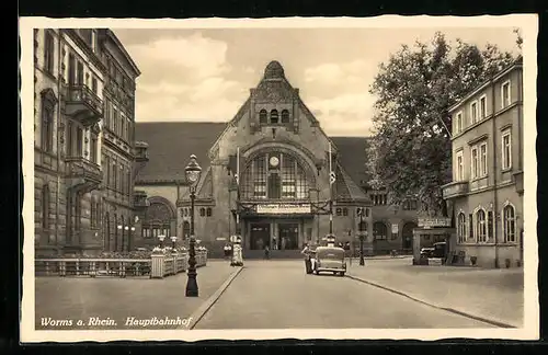 AK Worms a. Rhein, vor dem Hauptbahnhof
