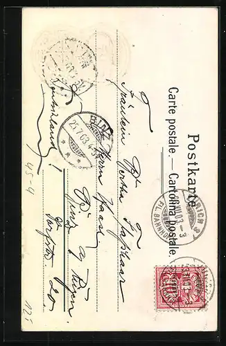 Präge-Lithographie Zürich, Eidgen. Turnfest 1903, Vaterland Nur Dir!, Turner mit Pokal und Degen, Medaille