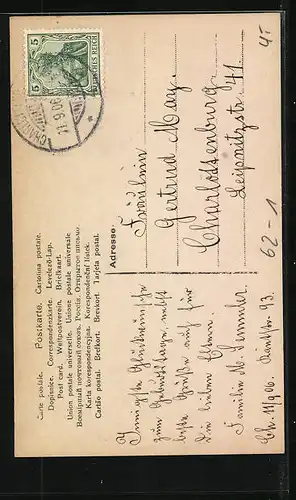 AK Buchstabe C mit Frau und Kinderpaar an einem Flussufer