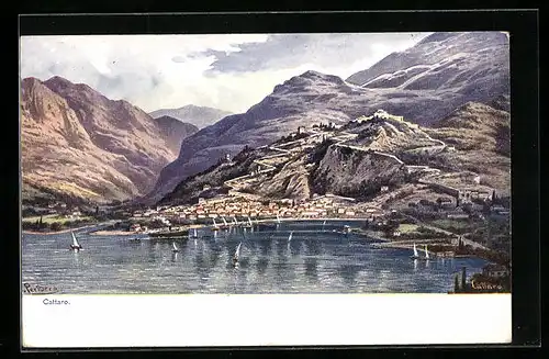 Künstler-AK Cattaro, Panorama