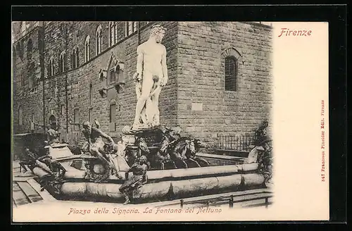 AK Firenze, Piazza della Signoria, la Fontana del Nettuno