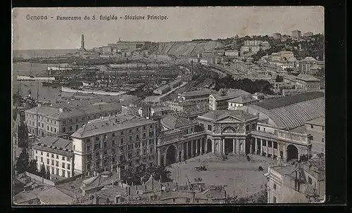 AK Genova, Panorama da S. Brigida, Stazione Principe