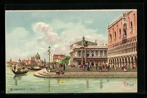 Künstler-AK Venezia, Molo