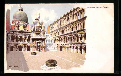 Lithographie Venezia, Cortile del Palazzo Ducale