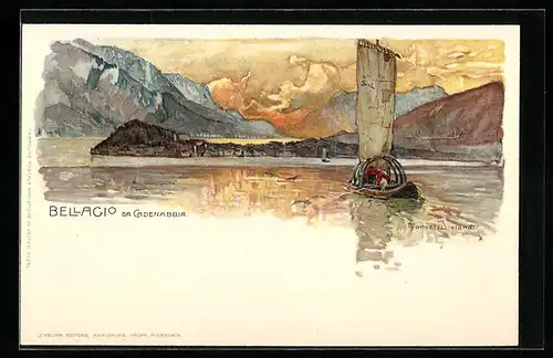 Künstler-AK Bellagio da Cadenabbia, Panorama