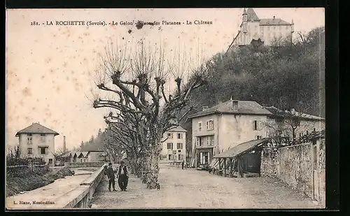 AK La Rochette, Le Gelon, Place des Platanes, Le Chateau