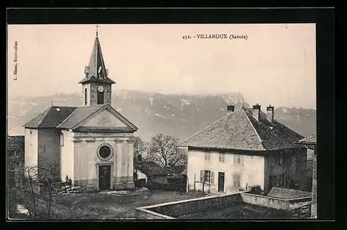 AK Villaroux, Ortspartie mit Kirche