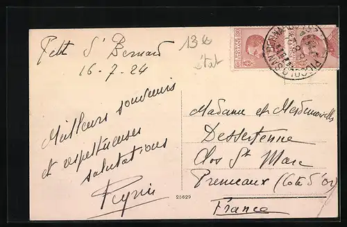 AK Piccolo S. Bernardo, Partenza della Posta