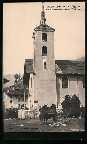 AK Aime, L`Èglise, Les Ruines du vieux Chateau