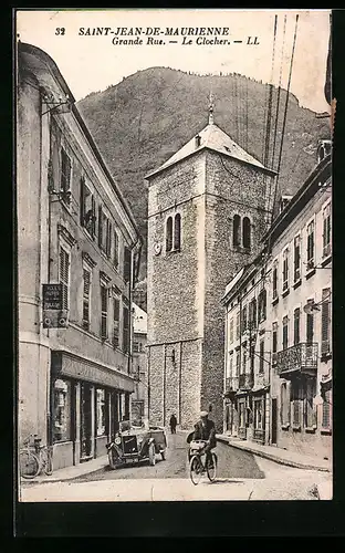 AK St-Jean-de-Maurienne, Grande Rue-Le Clocher