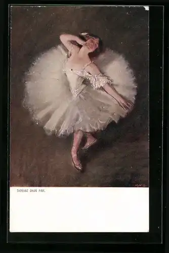 Künstler-AK Ballett-Tänzerin in eleganter Garderobe