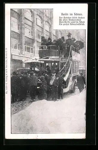 AK Berlin, Autobus im Schnee blieb stecken, Unwetter
