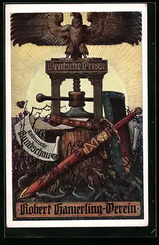 Künstler-AK Robert Hamerling Verein, Zeitung-Presse