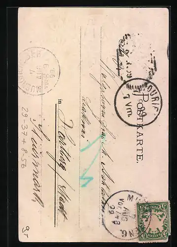 Passepartout-Lithographie Münchner Hofbräuhaus mit Münchner Kindl