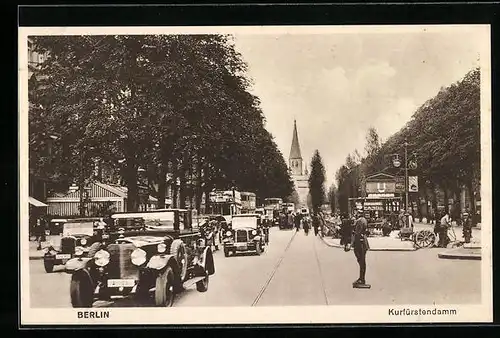 AK Berlin-Charlottenburg, Kurfürstendamm mit Berliner Strassenverkehr