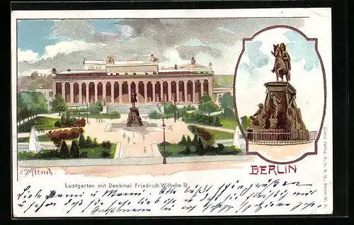 Künstler-AK Carl Münch: Berlin, Lustgarten mit Denkmal Friedrich Wilhelm III.