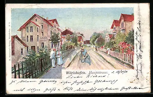 AK Wörishofen, Hauptstrasse mit Villa Augusta