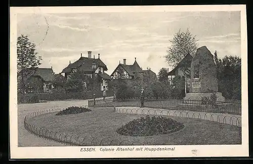 AK Essen, Colonie Altenhof mit Kruppdenkmal
