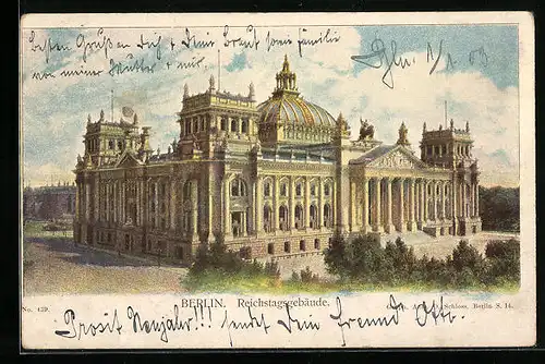 Lithographie Berlin-Tiergarten, Reichstagsgebäude