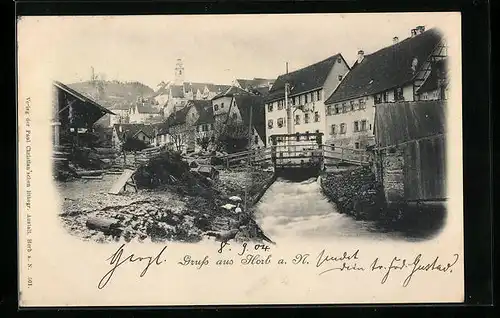 AK Horb a. N., Ortspartie am Bach