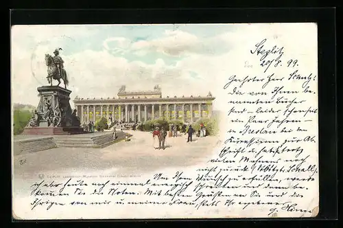 Lithographie Berlin, Lustgarten, Museum und Denkmal Friedrich Wilh. III.