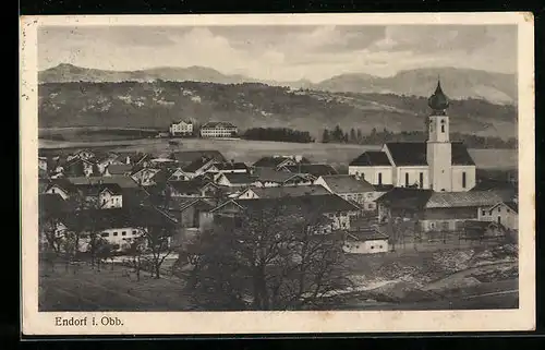 AK Endorf i. Obb., Panorama mit Kirche