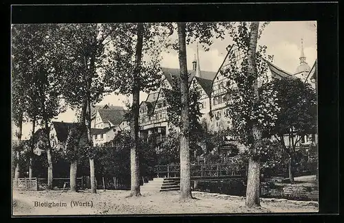 AK Bietigheim / Württ., Häuserpartie am Kanal