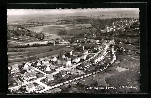 AK Vellberg / Schwäb. Hall, Siedlung aus der Luft gesehen