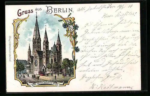 Lithographie Berlin-Charlottenburg, Kaiser Wilhelm Gedächtnis-Kirche