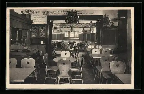 AK Rüdesheim a. Rh., Gasthaus Lindenwirt der Drosselgass', Innenansicht