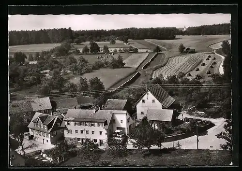 AK Spesshardt bei Calw im Schwarzwald, Gasthaus-Pension Lamm vom Flugzeug aus