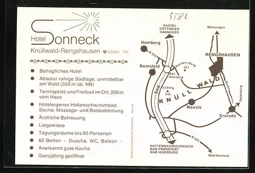 AK Rengshausen, Drei Ansichten vom Hotel Sonneck